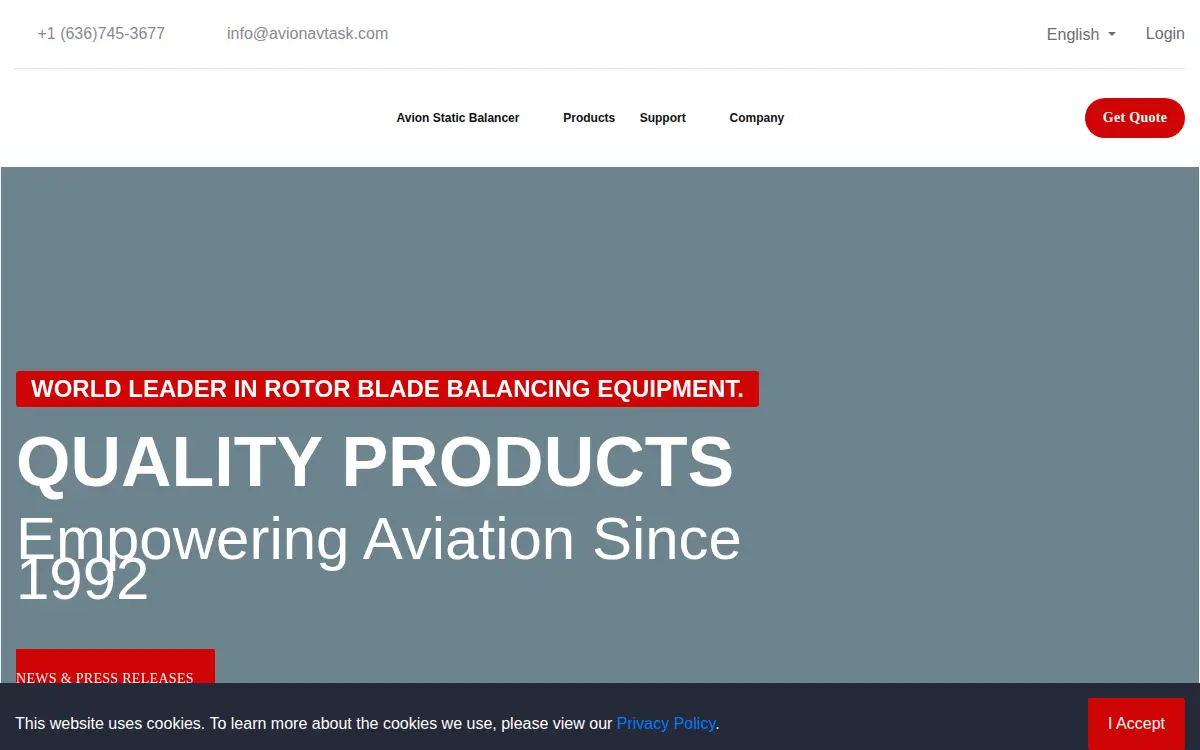 Homepage of Avion Manufacturing, INC.