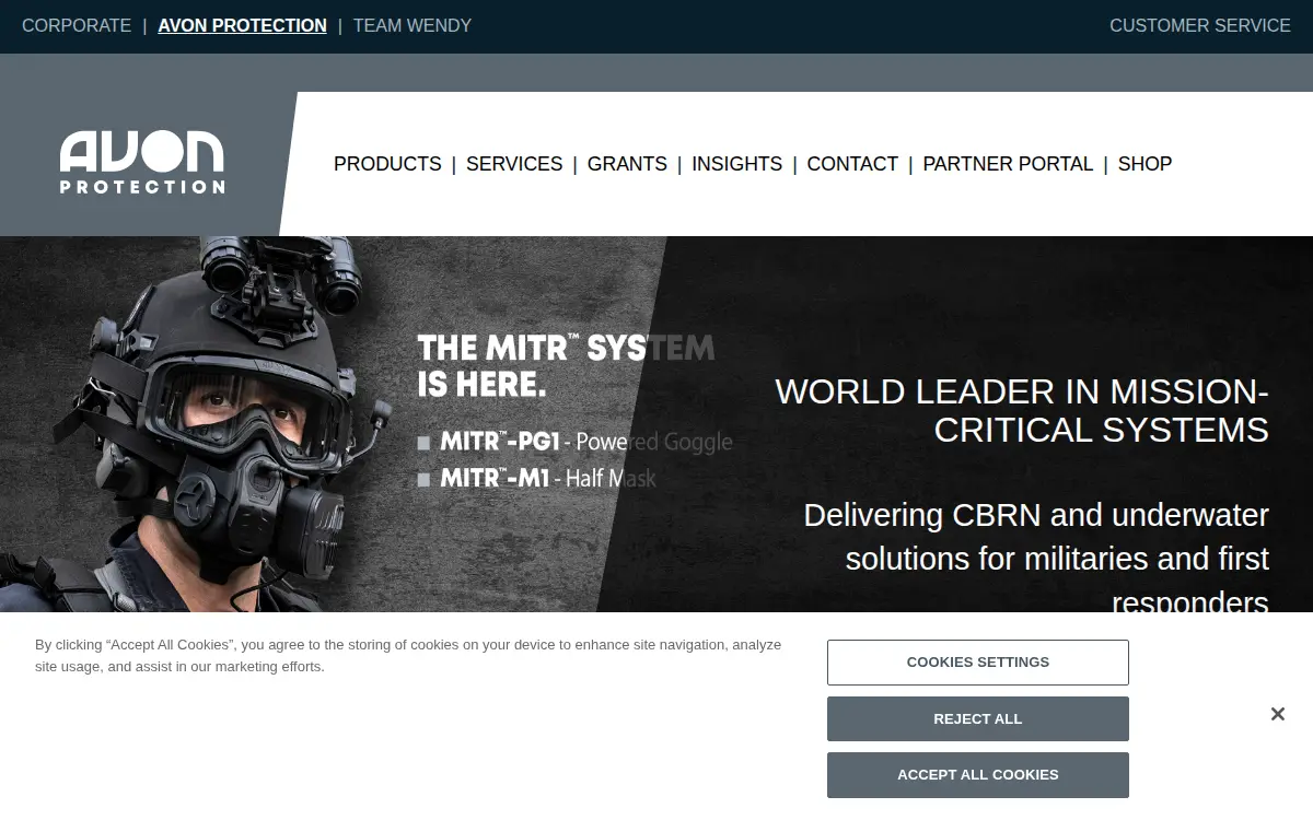 Homepage of Avon Protection Systems Incorporated