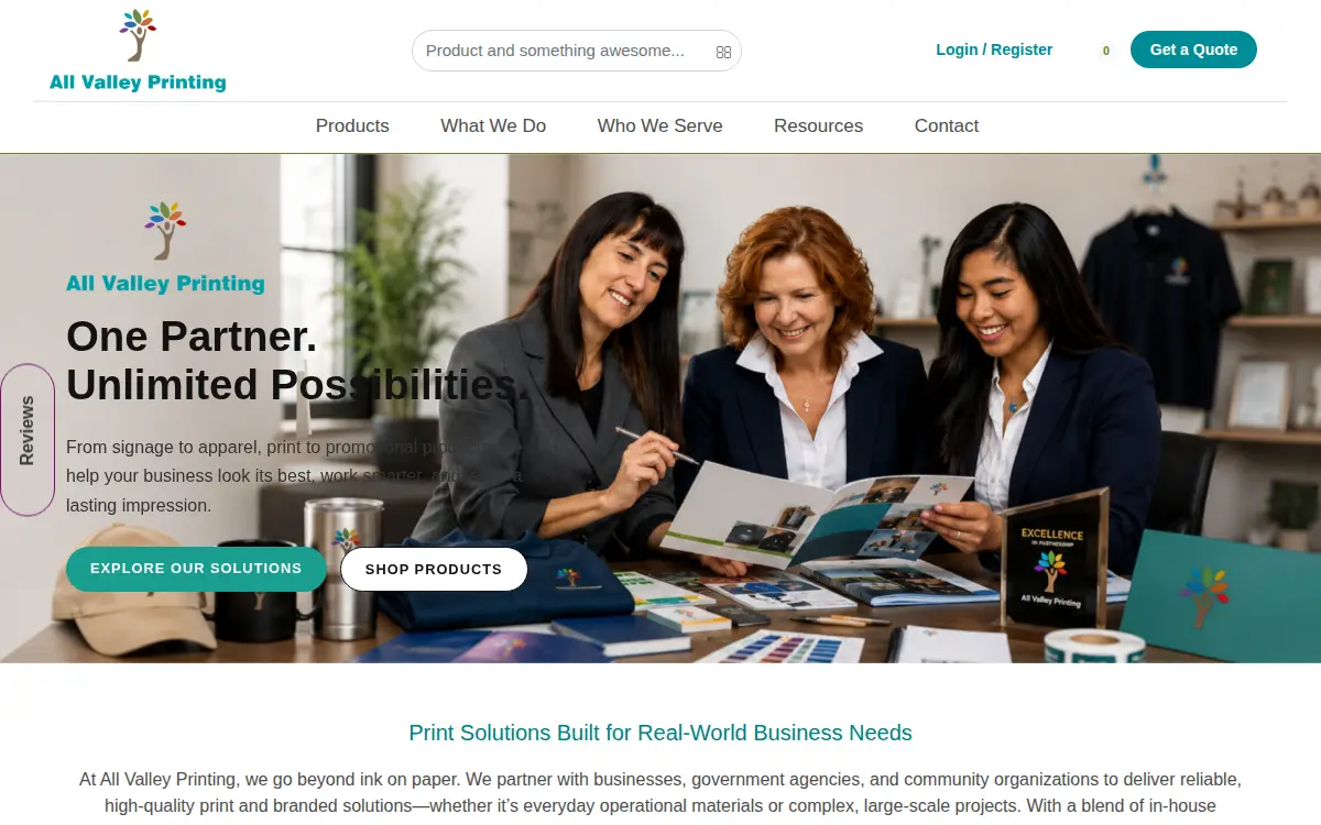 Homepage of All Valley Printing, INC.