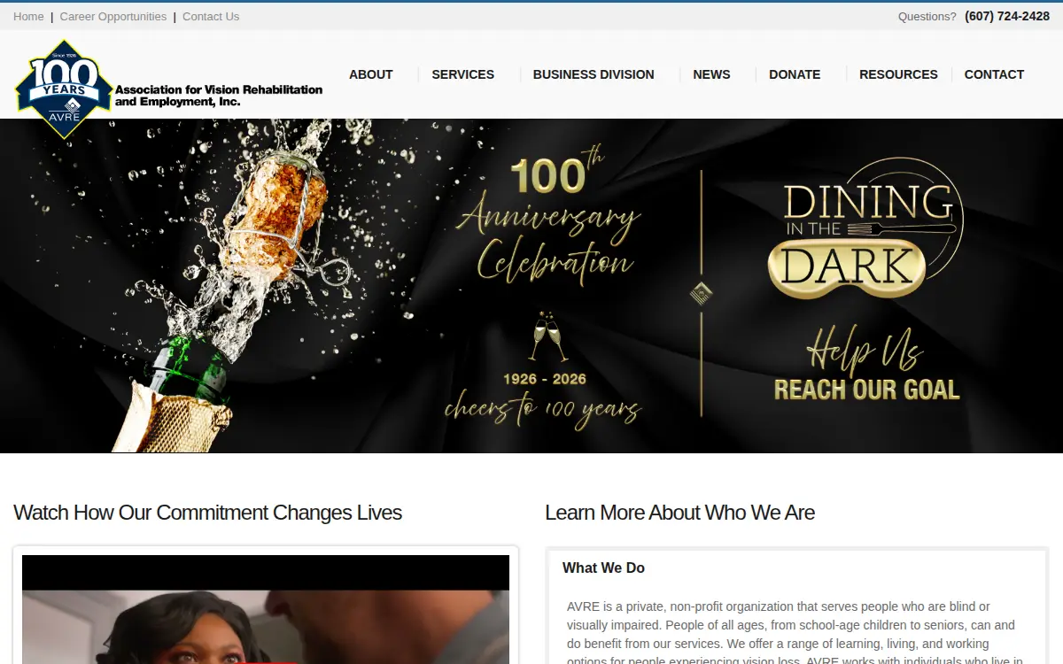 Homepage of Association for Vision Rehabilitation and Employment, INC