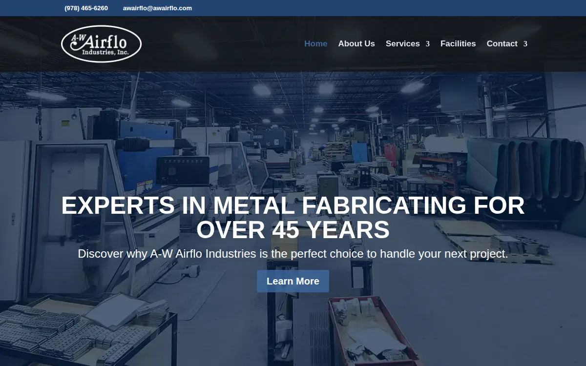 Homepage of A.w. Airflo Industries, INC.