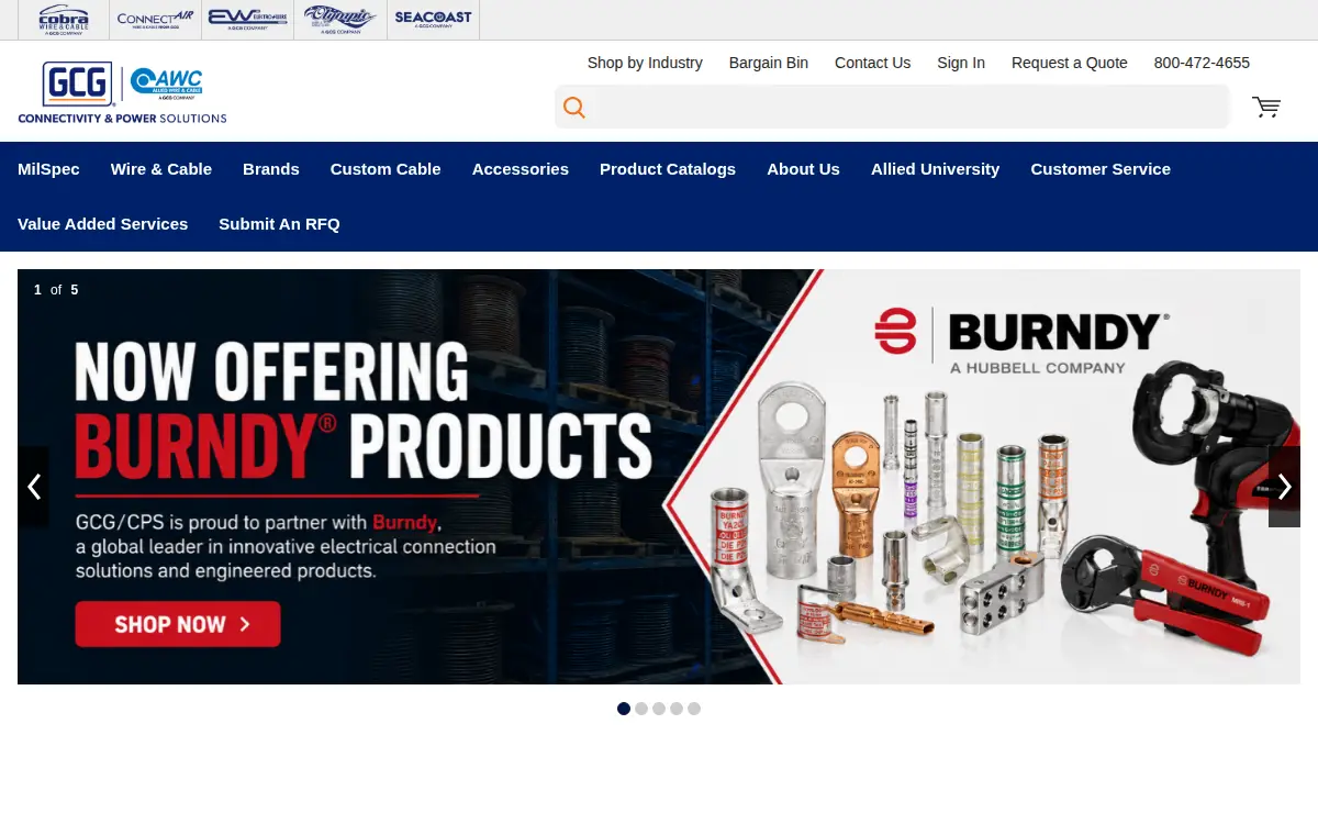 Homepage of Allied Wire and Cable LLC