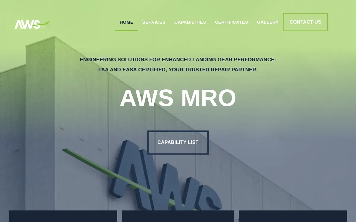 Homepage of Aero Wide Services, LLC