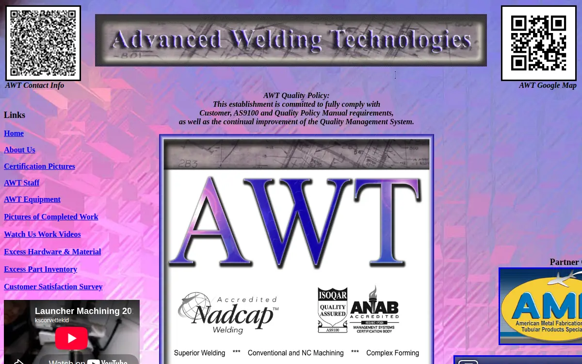 Homepage of Advanced Welding Technologies, LLC