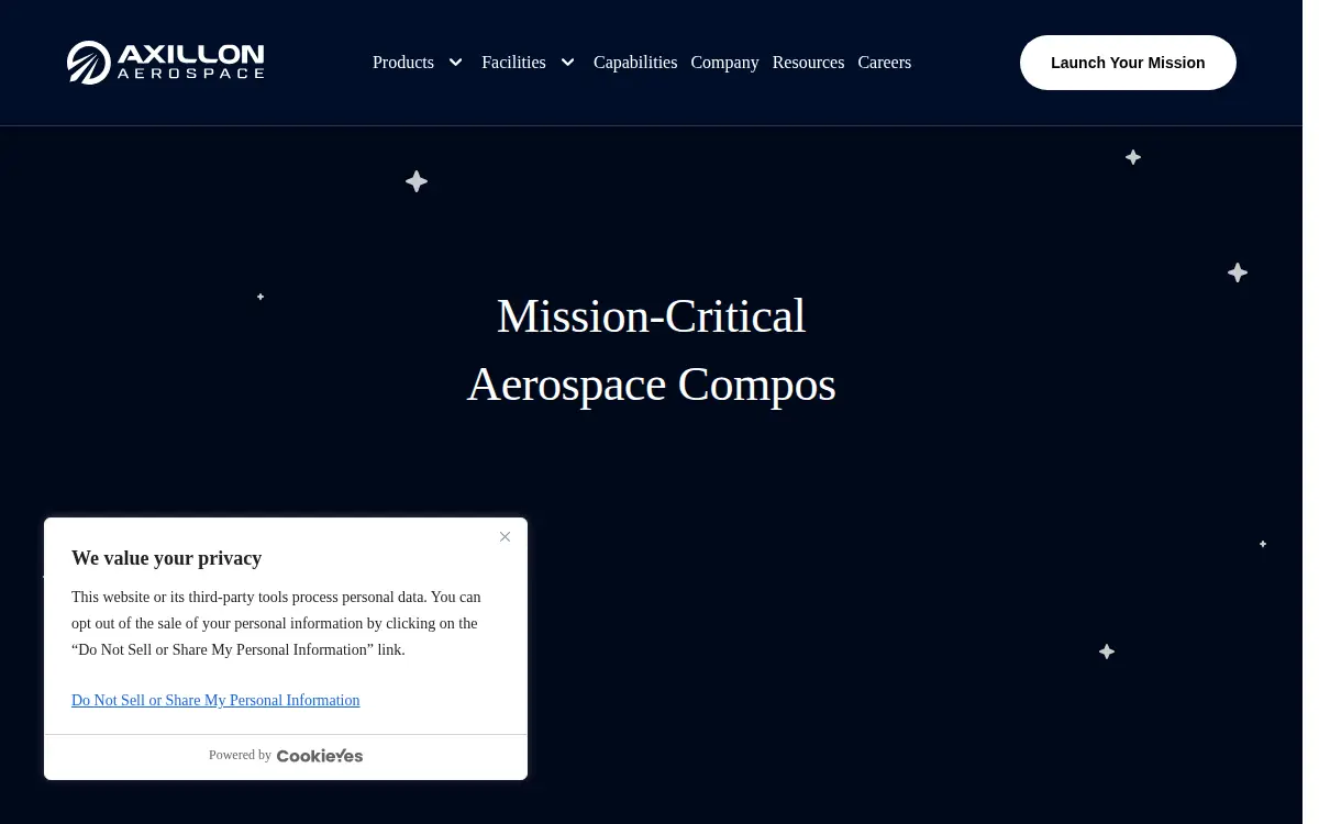 Homepage of Axillon Aerospace (rockmart), LLC