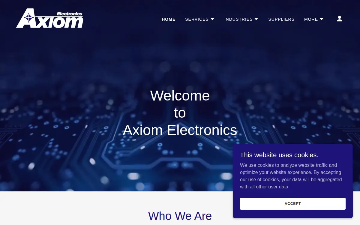 Homepage of Axiom Electronics, LLC