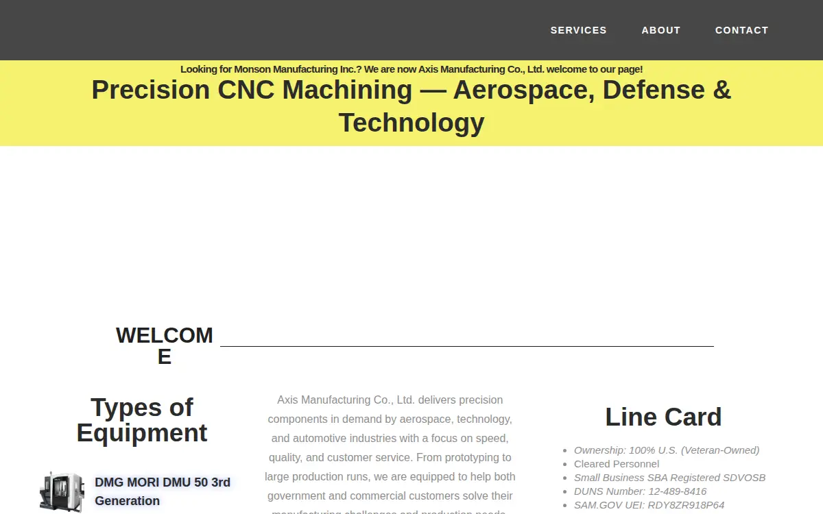 Homepage of Axis Manufacturing Co., LTD.