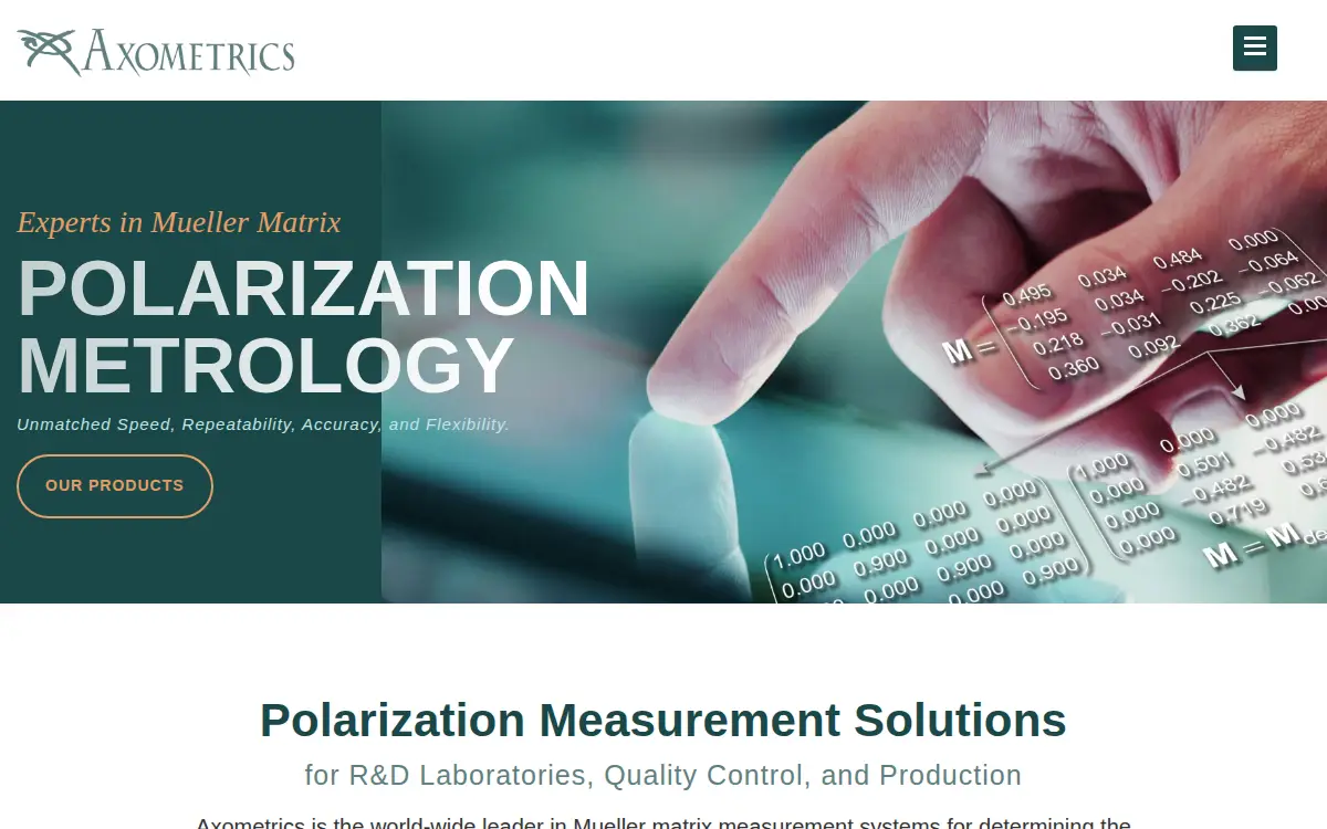 Homepage of Axometrics INC