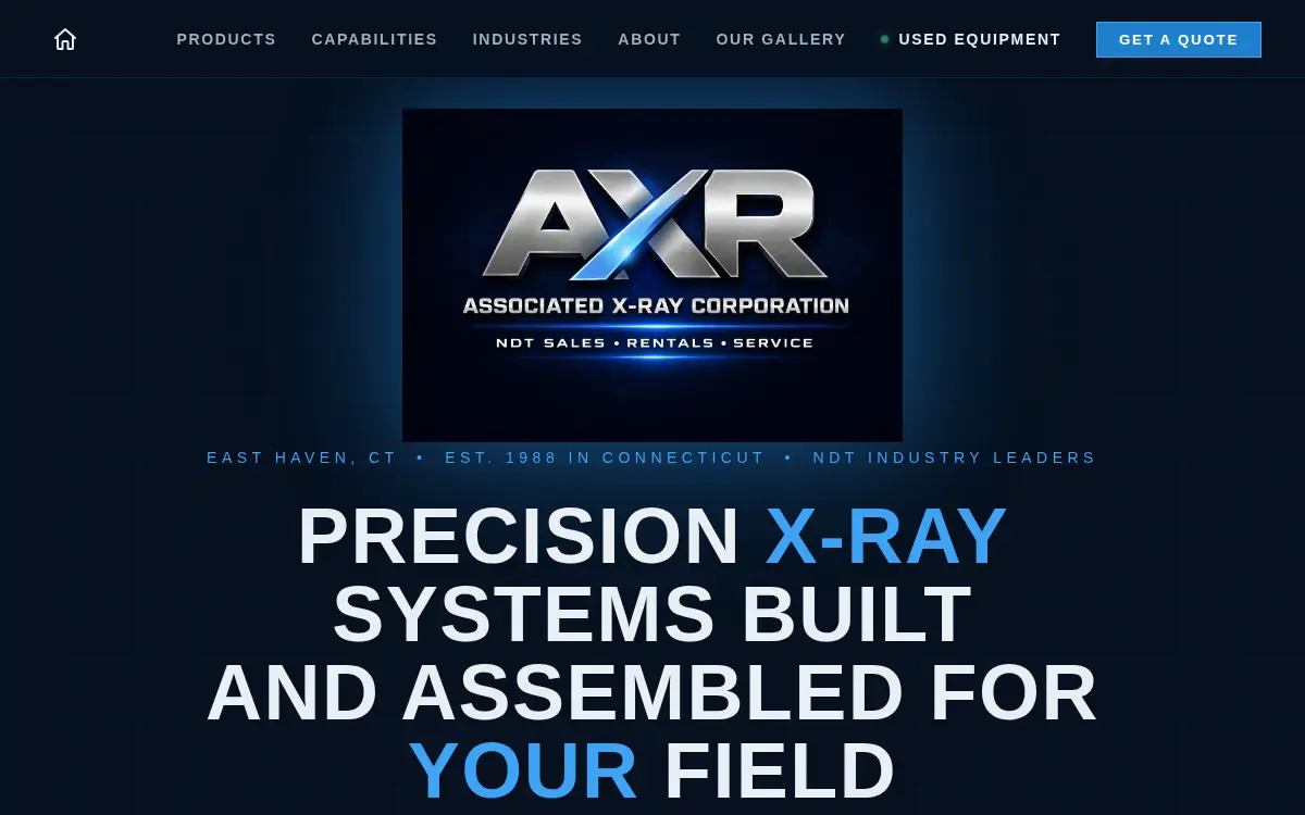 Homepage of Associated X-ray Corporation
