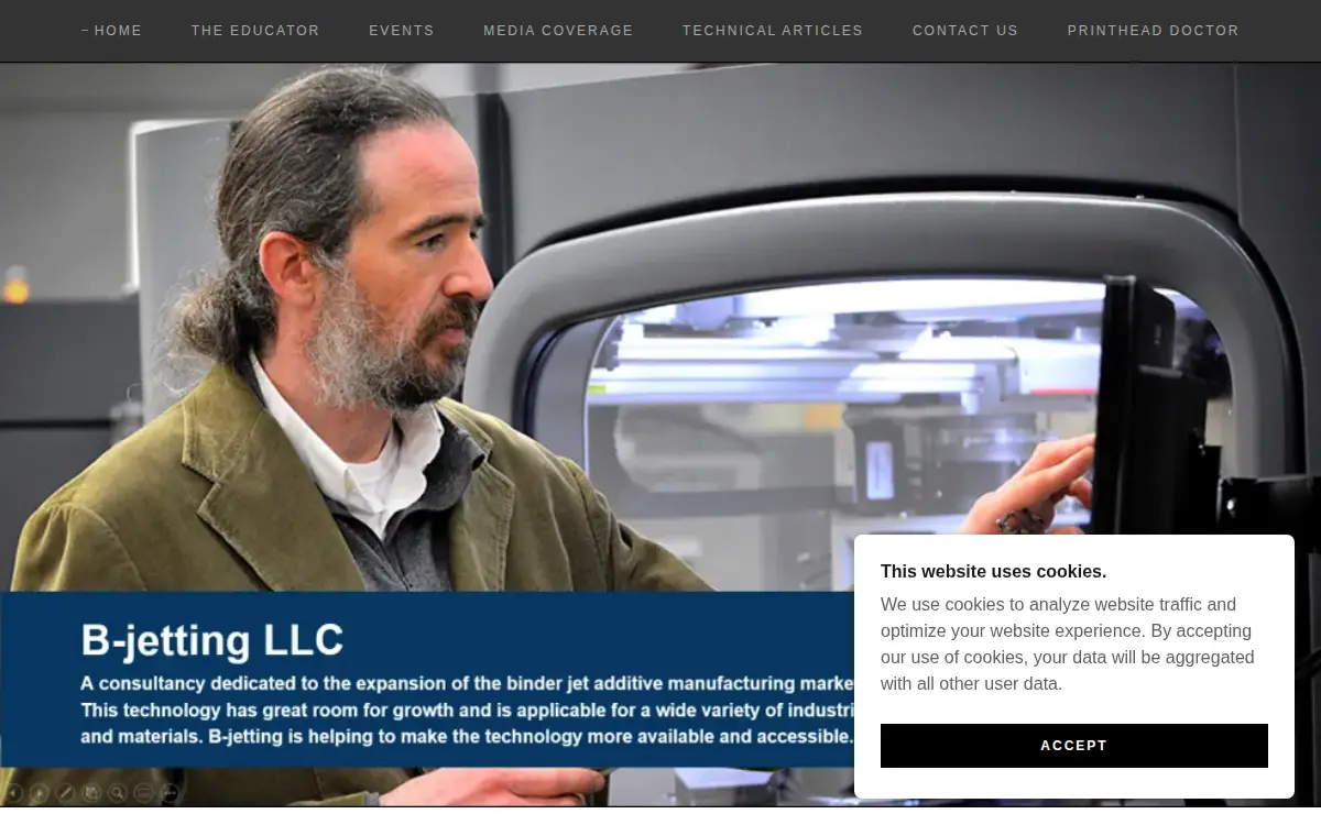Homepage of B-jetting, LLC