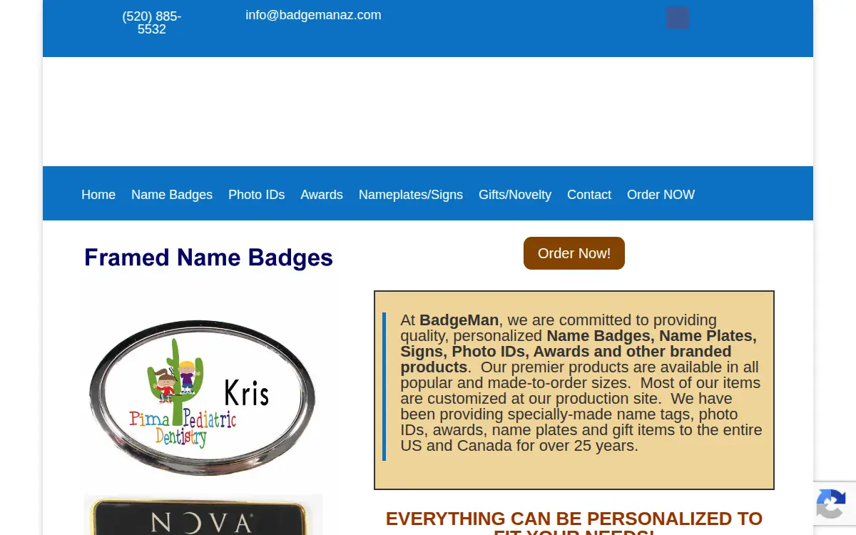 Homepage of Badgeman Promotional Guru LLC