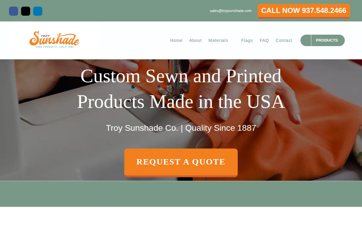 Homepage of Sunshade Holdings, LLC