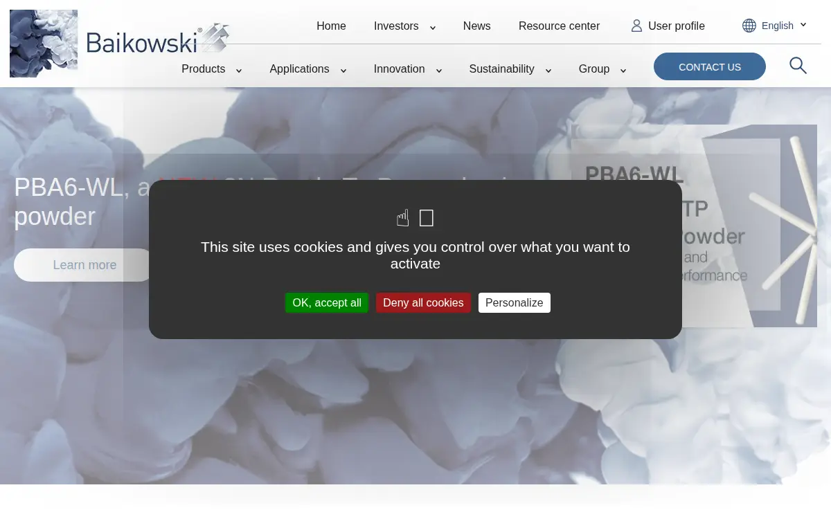 Homepage of Baikowski International CORP