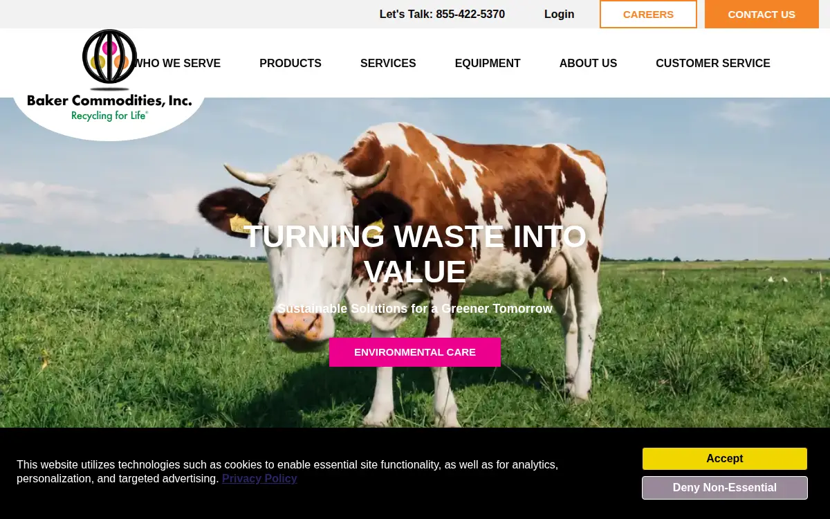Homepage of Baker Commodities, INC