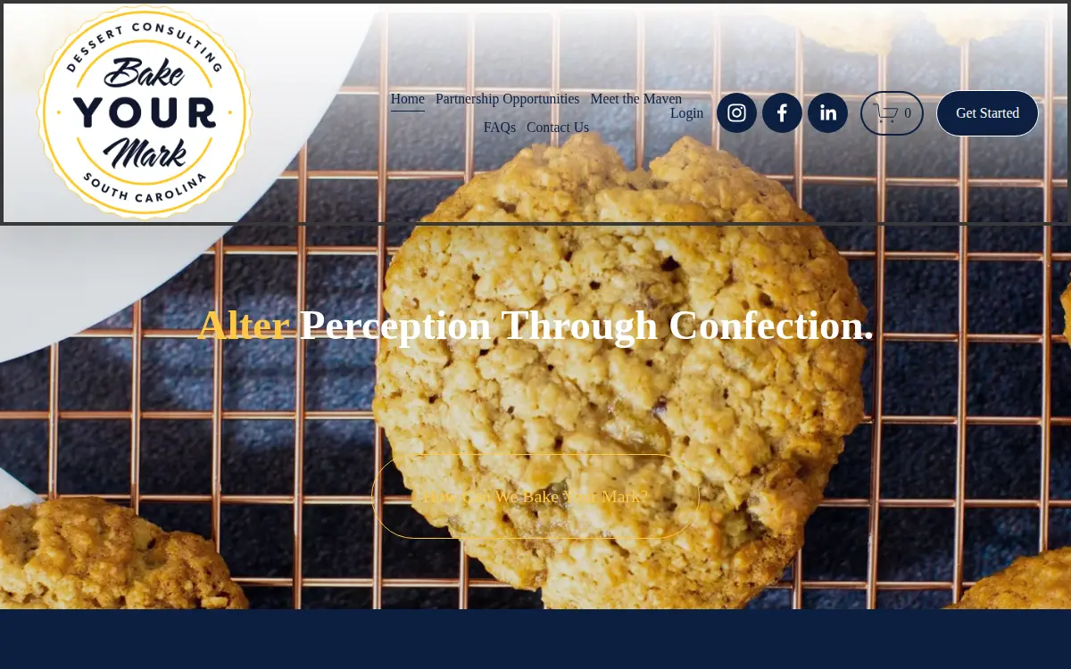 Homepage of Bake Your Mark, LLC