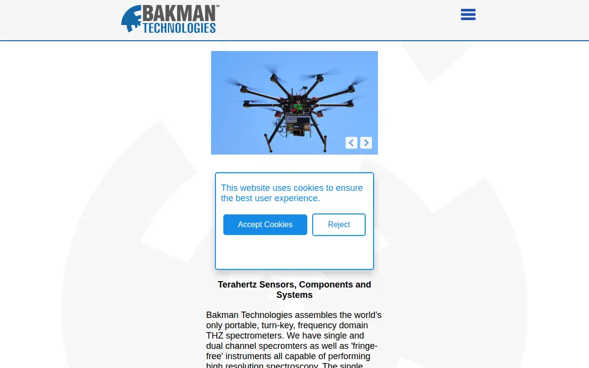 Homepage of Bakman Technologies LLC
