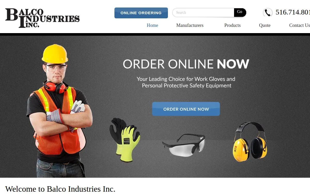 Homepage of Balco Industries INC.