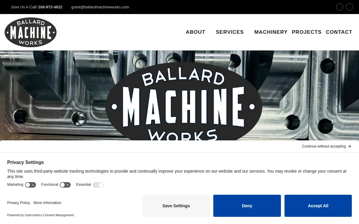 Homepage of Ballard Machine Works, LLC