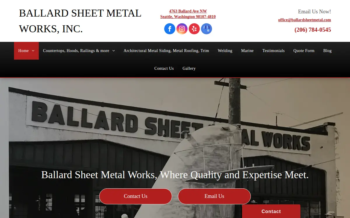Homepage of Ballard Sheet Metal Works, INC