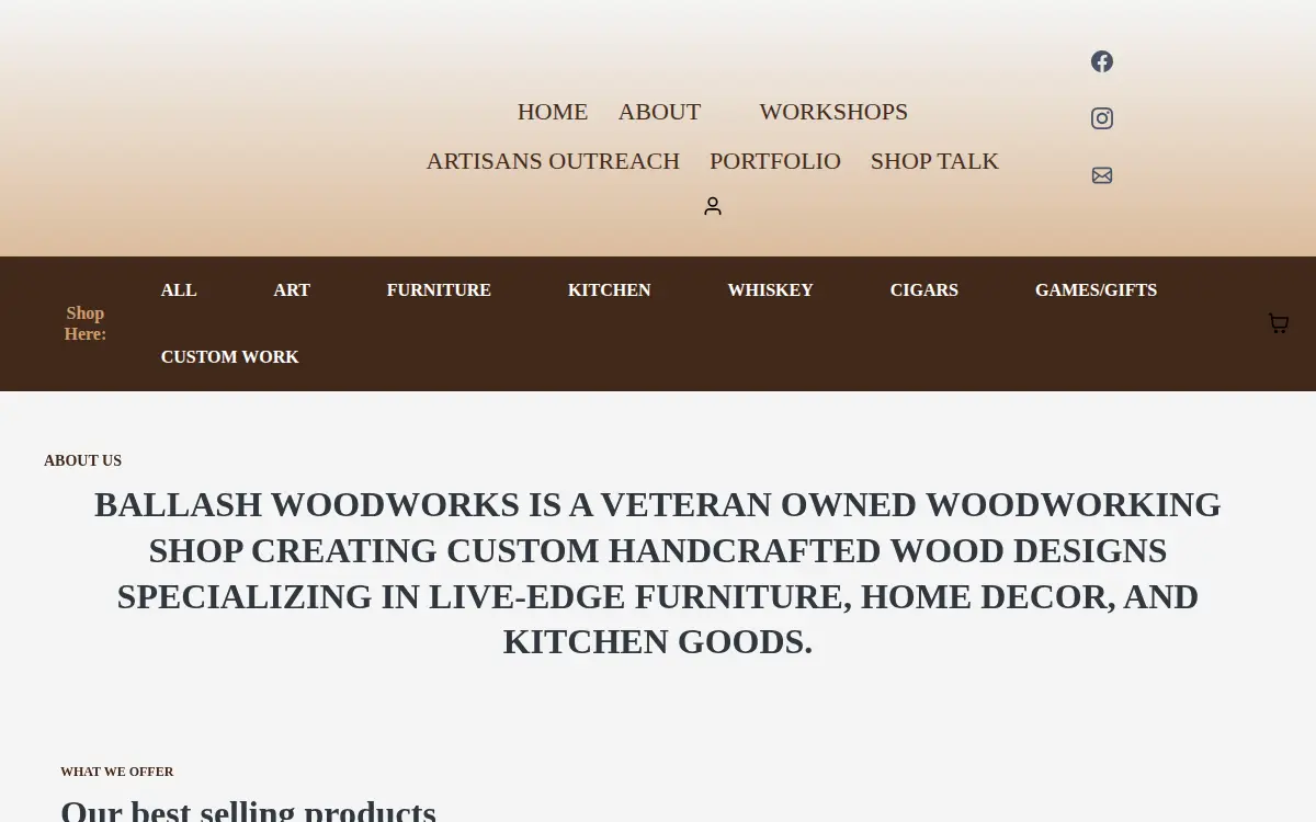 Homepage of Ballash Woodworks LLC