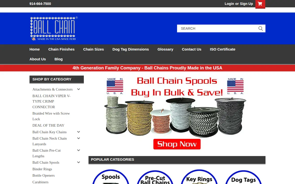 Homepage of Ball Chain Manufacturing, Co., INC.