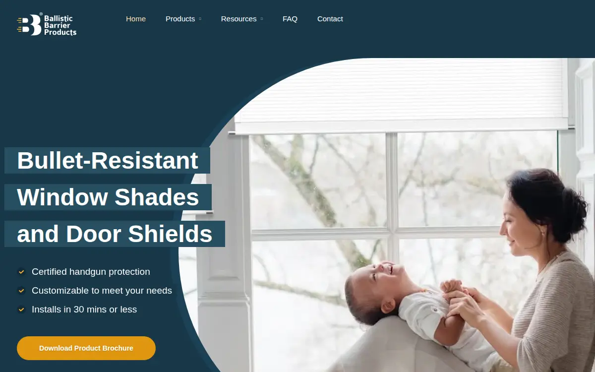 Homepage of Ballistic Barrier Products, INC.