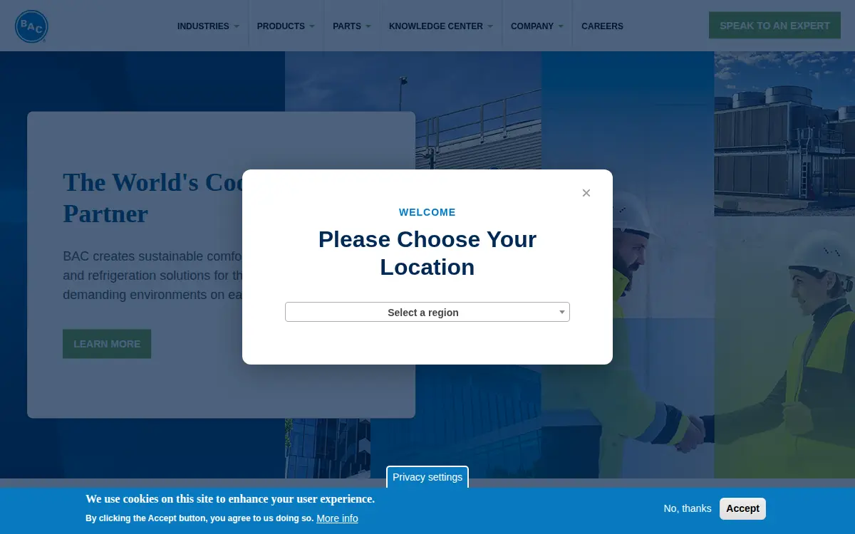 Homepage of Baltimore Aircoil Company, INC.