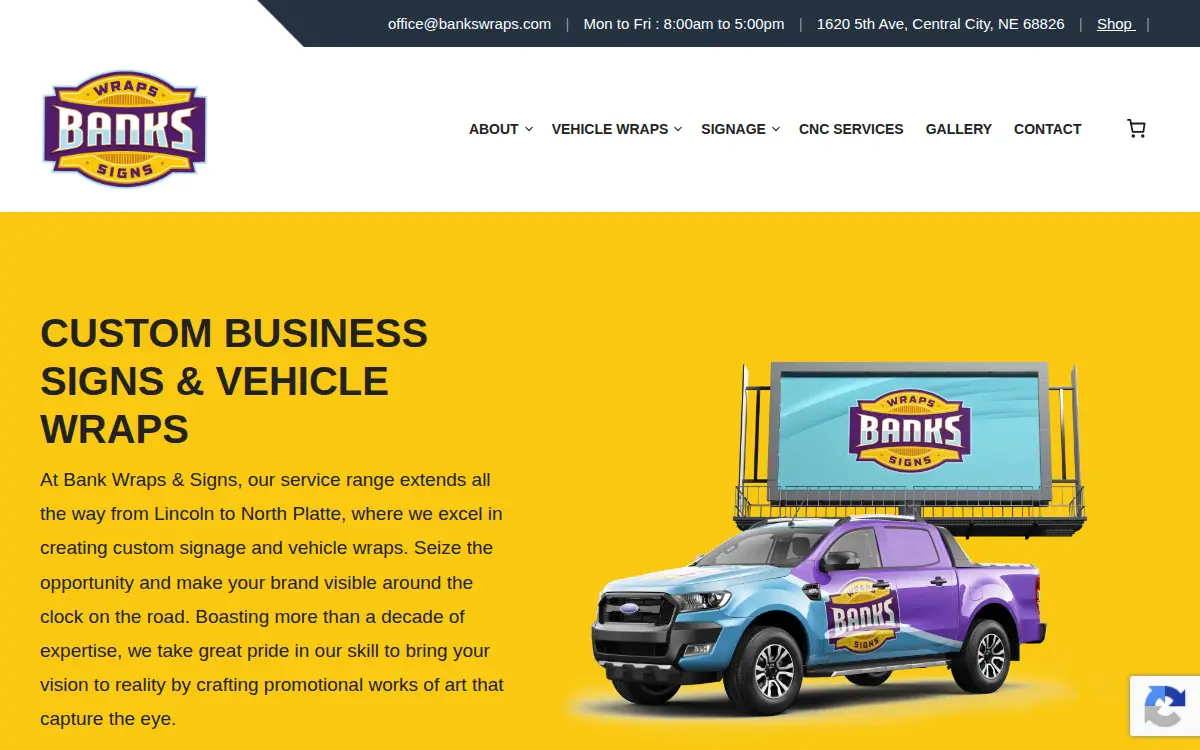 Homepage of Banks Wraps & Signs
