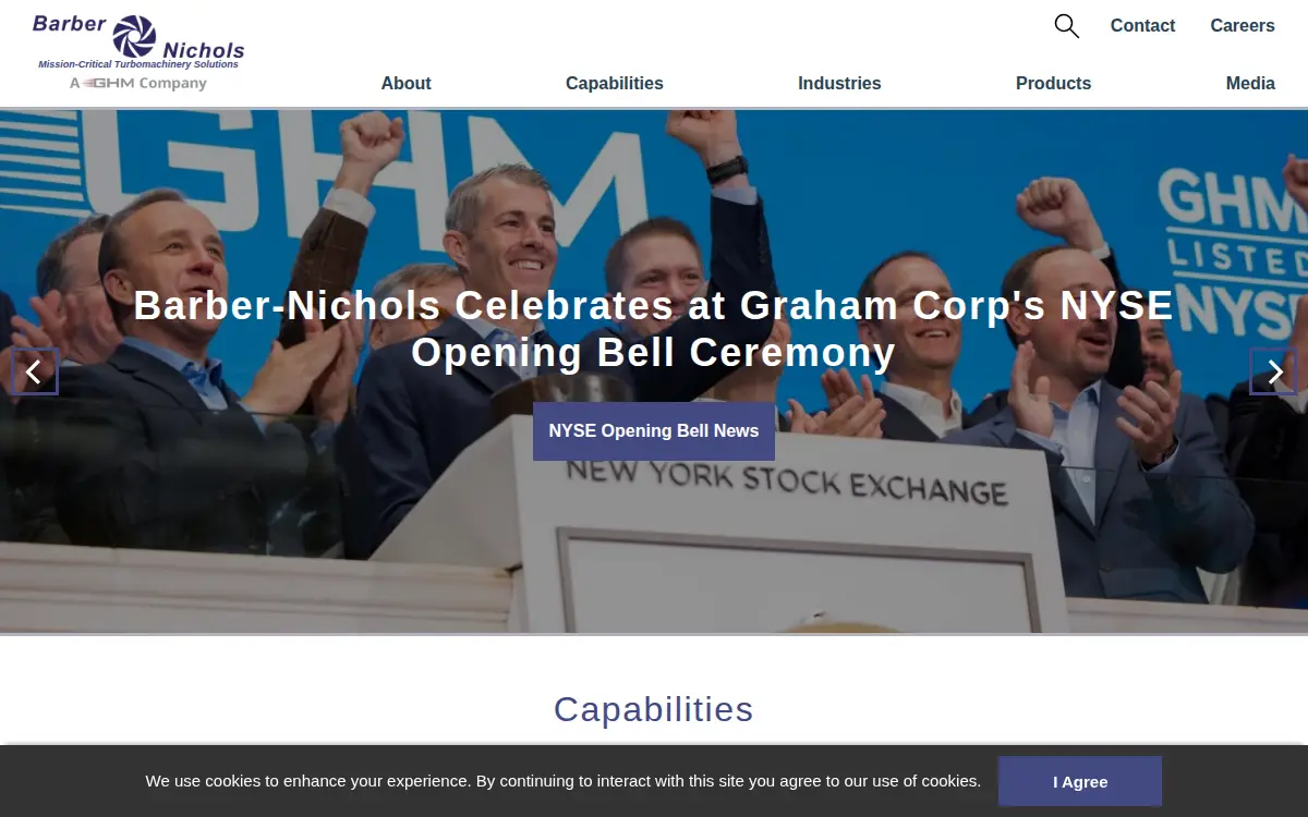 Homepage of Barber-nichols, LLC