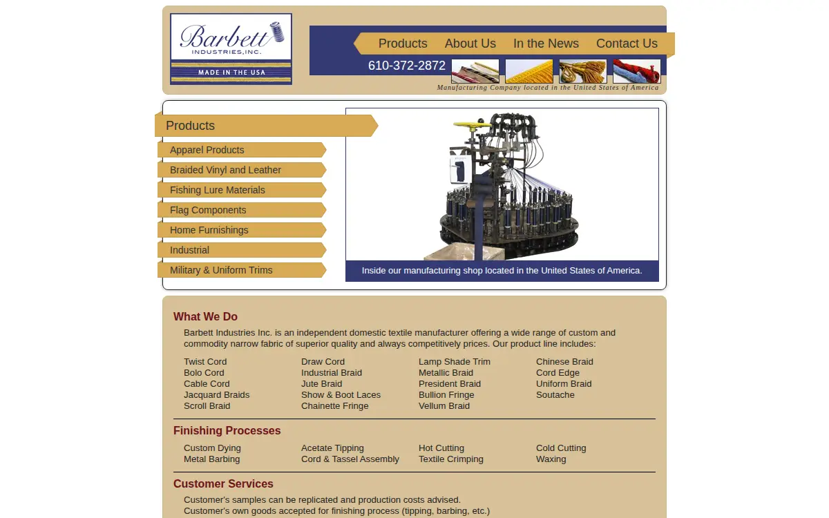 Homepage of Barbett Industries INC