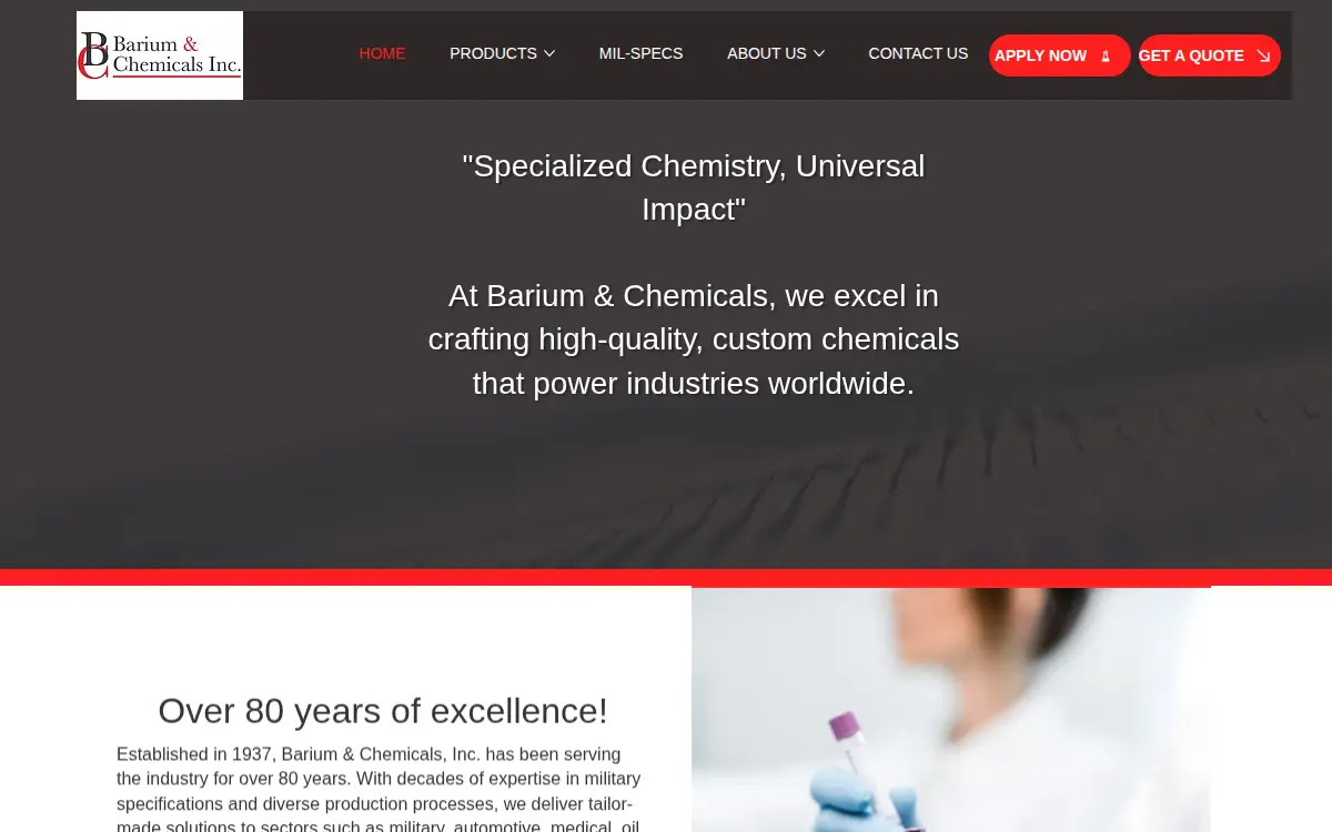 Homepage of Barium & Chemicals INC