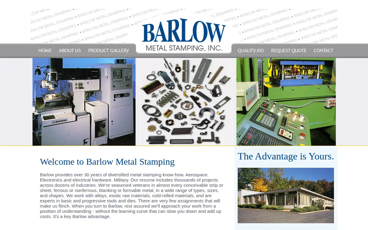 Homepage of Barlow Metal Stamping, INC.