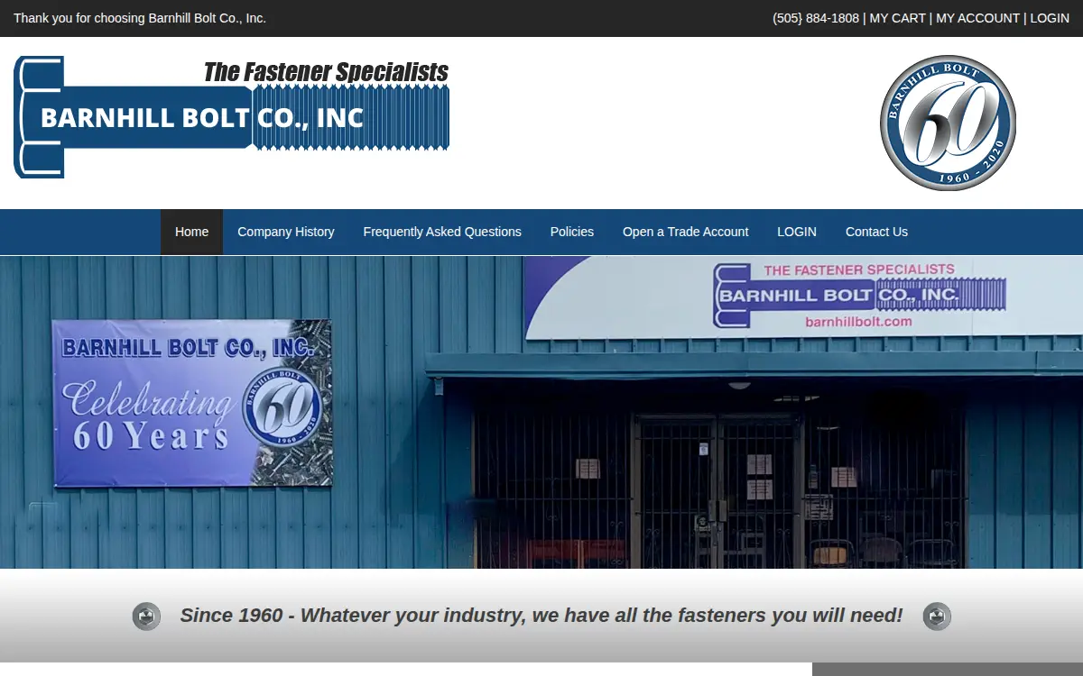 Homepage of Barnhill Bolt Co., INC.