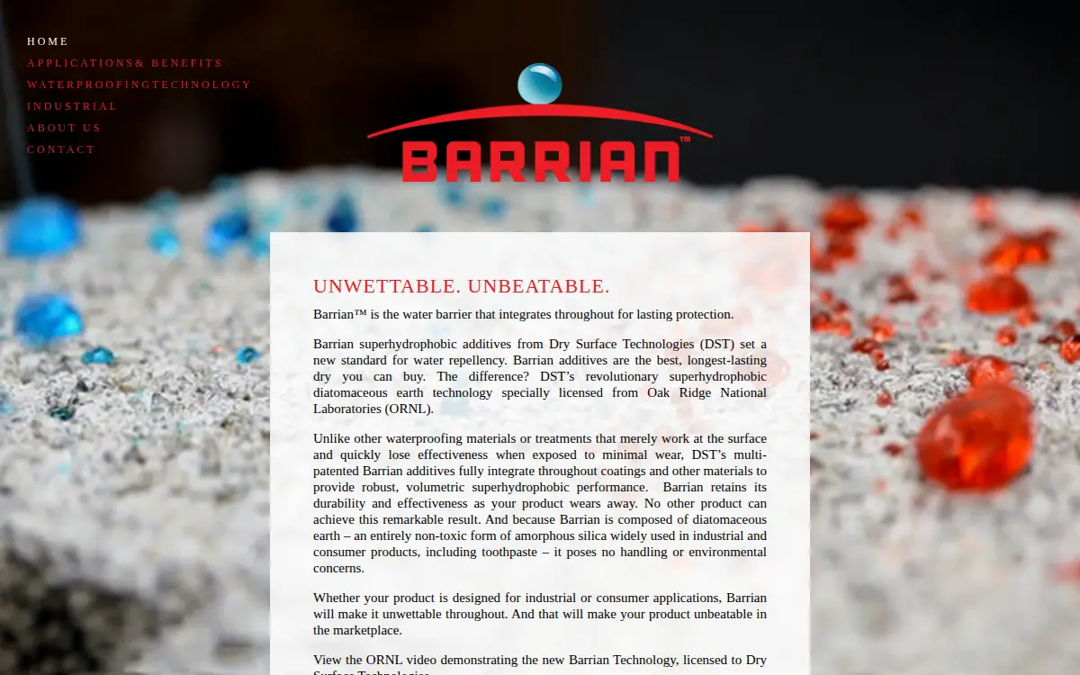 Homepage of Dry Surface Technologies LLC