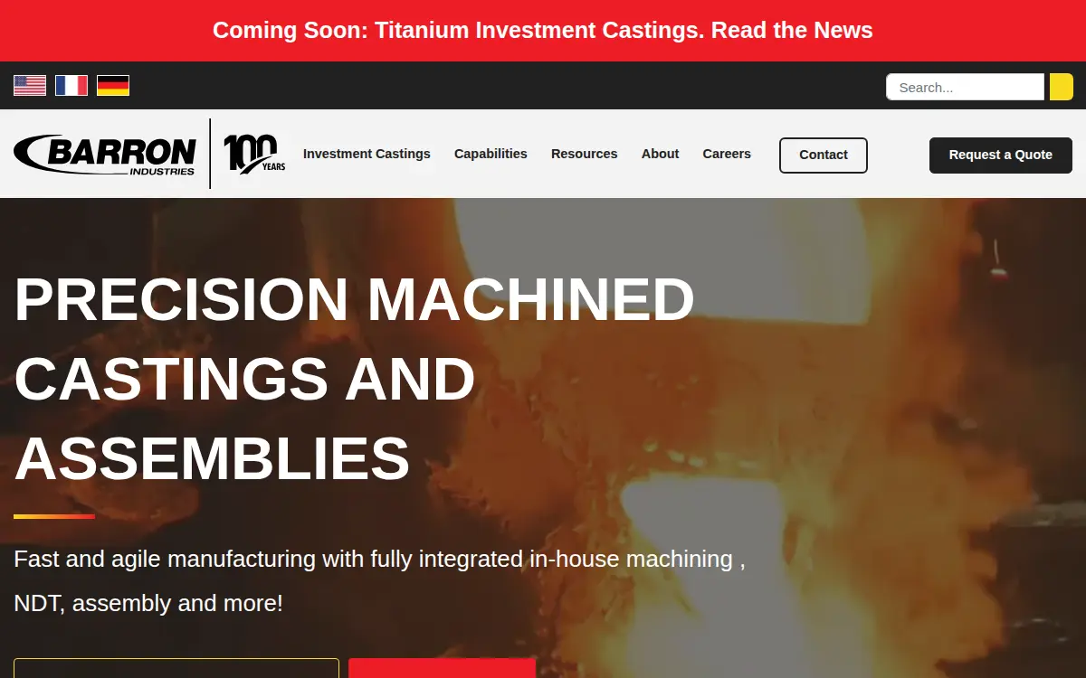 Homepage of Barron Industries INC