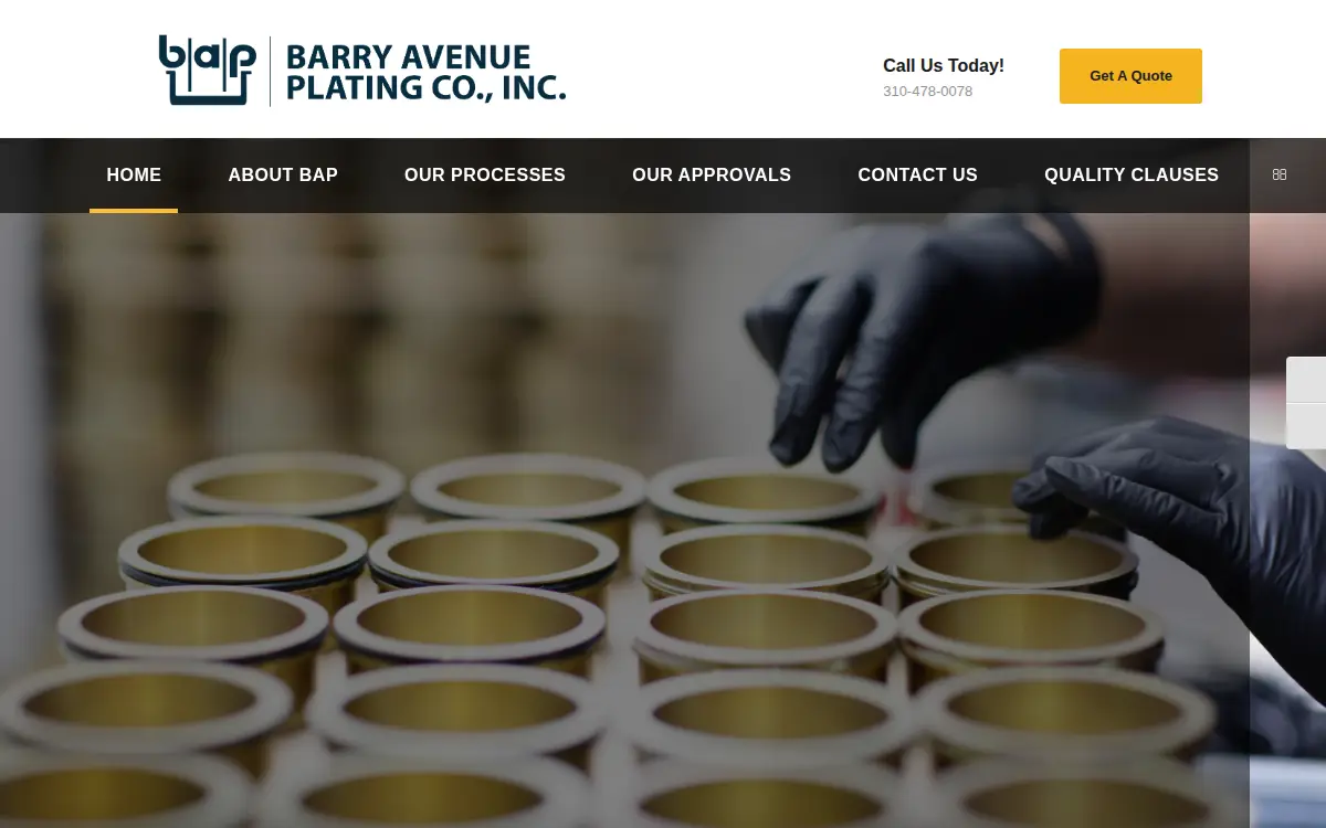 Homepage of Barry Avenue Plating Co.,inc
