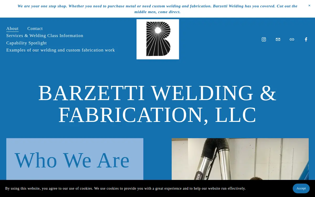 Homepage of Barzetti Welding, LLC
