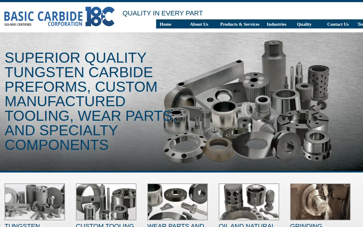 Homepage of Basic Carbide CORP