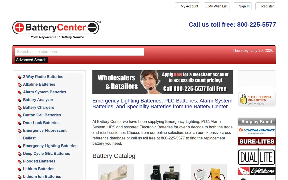 Homepage of The Battery Center, INC.