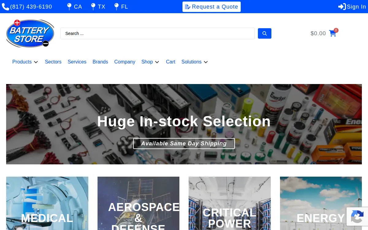 Homepage of Battery Store INC