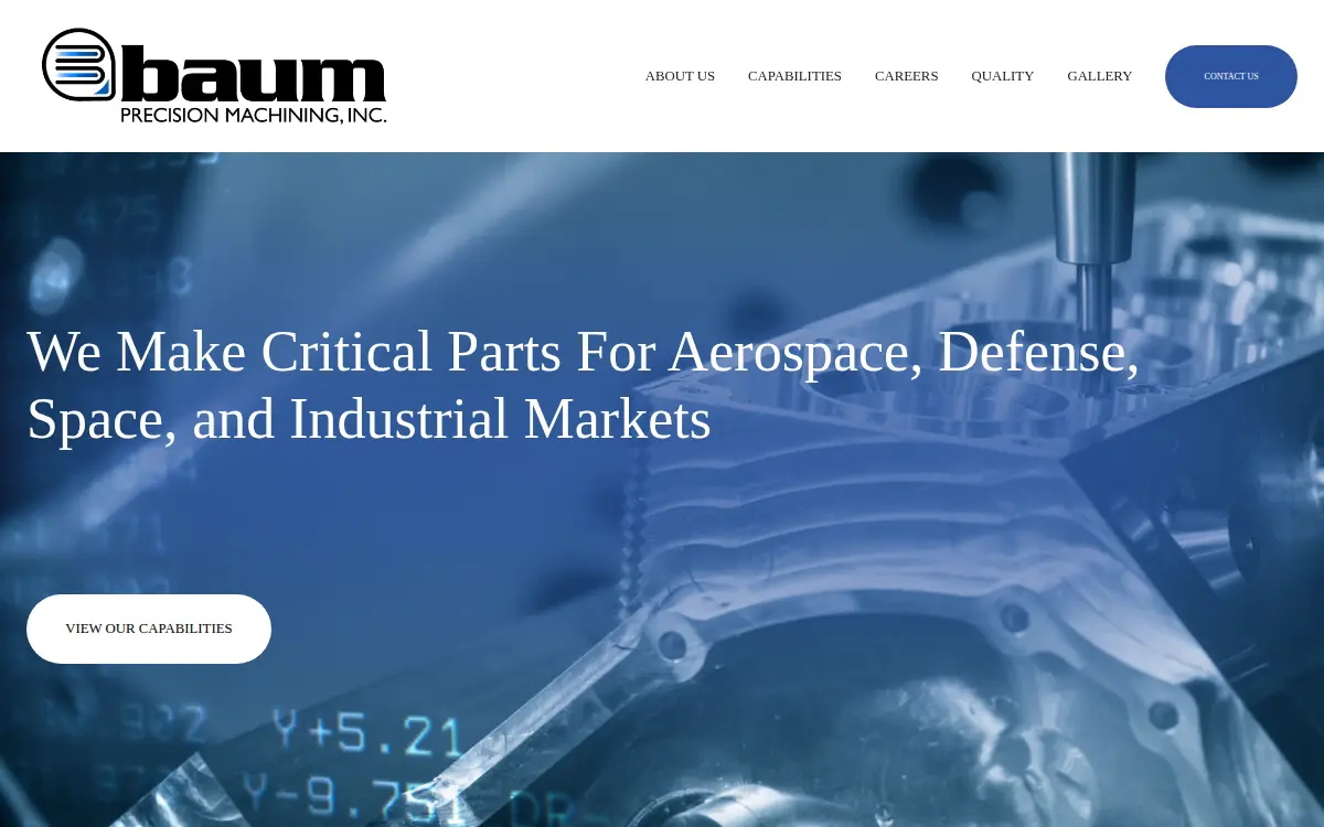 Homepage of Baum Precision Machining, INC.