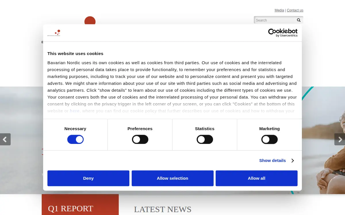 Homepage of Bavarian Nordic, INC.