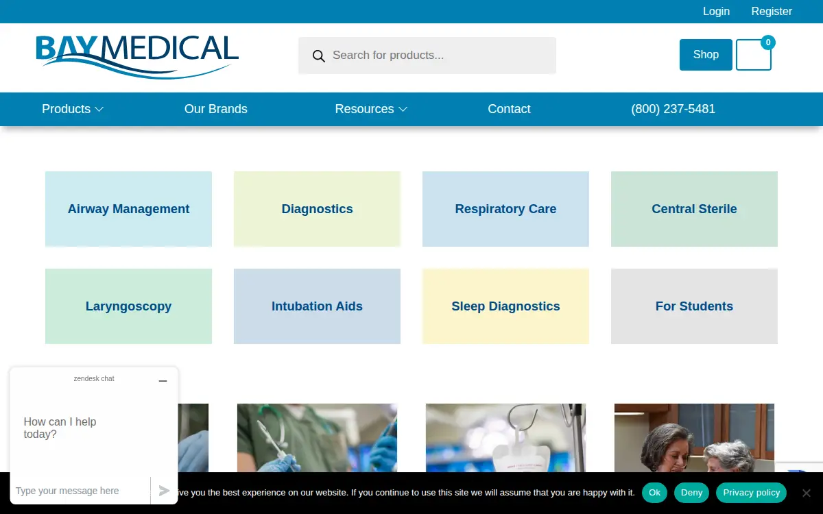 Homepage of Bay Medical Products, LLC