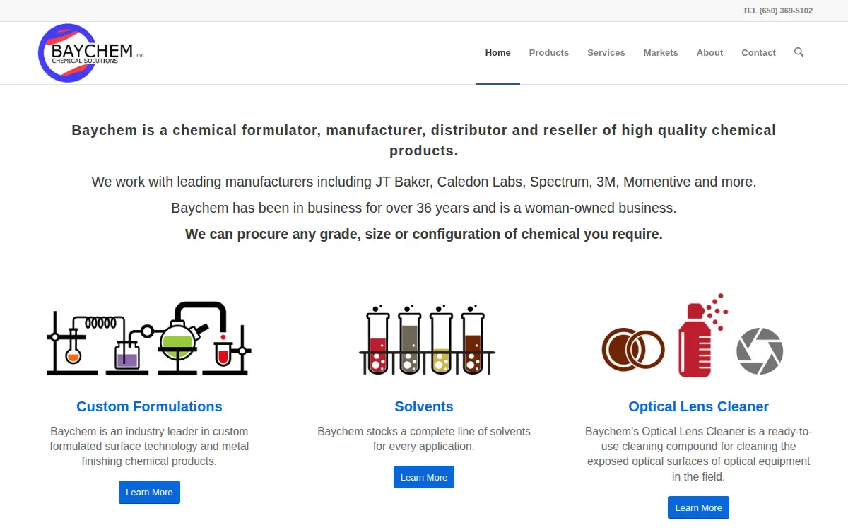 Homepage of Baychem, INC