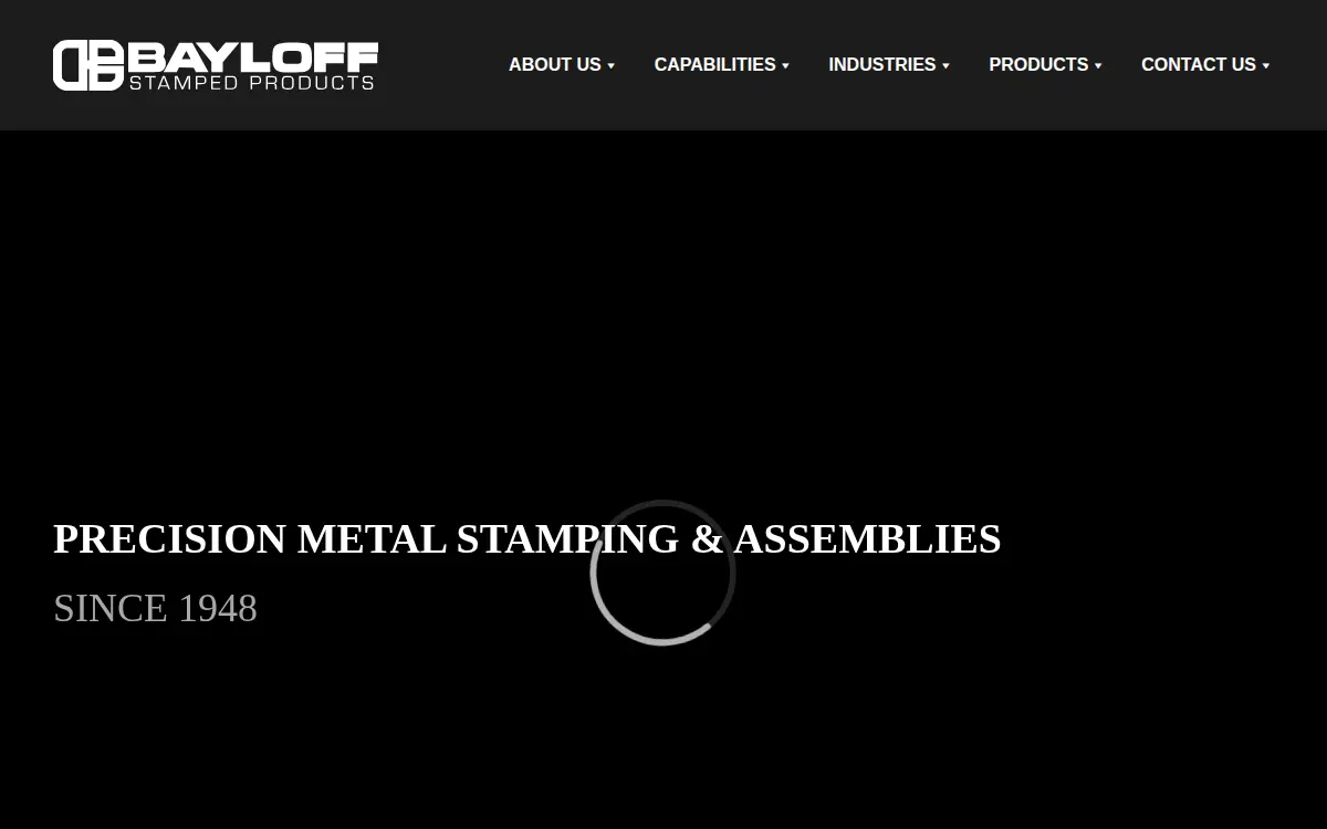 Homepage of Bayloff Stamped Products Kinsman INC