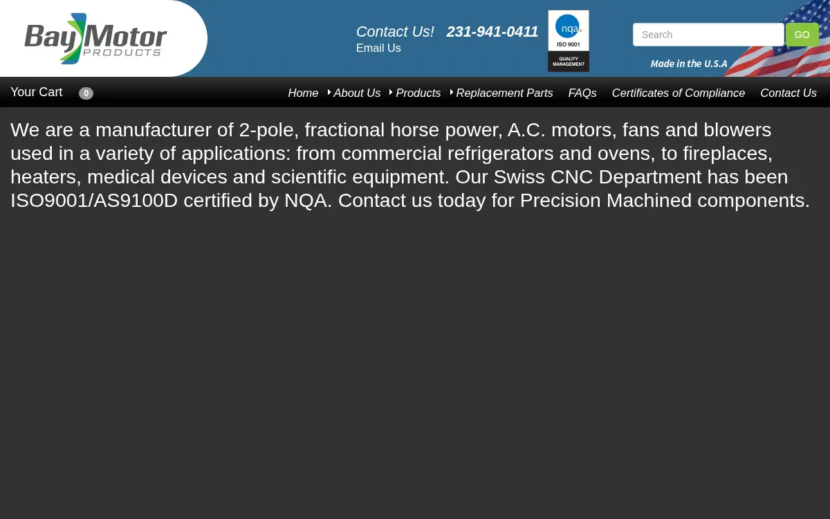 Homepage of Bay Motor Products, INC.