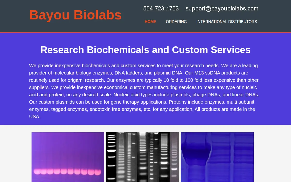 Homepage of Bayou Biolabs, L.l.c.