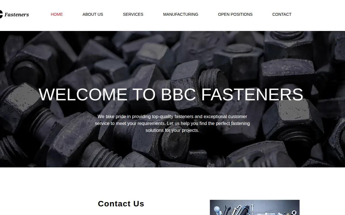 Homepage of Bbc Fasteners, INC.
