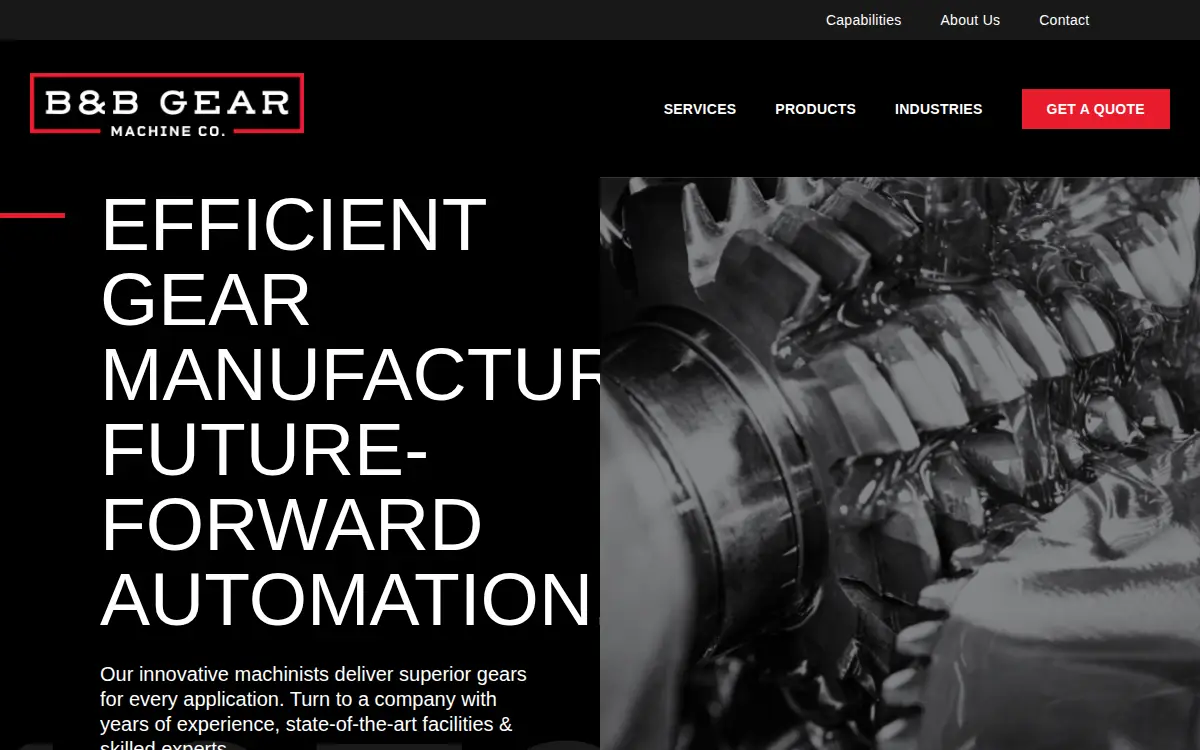 Homepage of B & B Gear and Machine Company, INC.