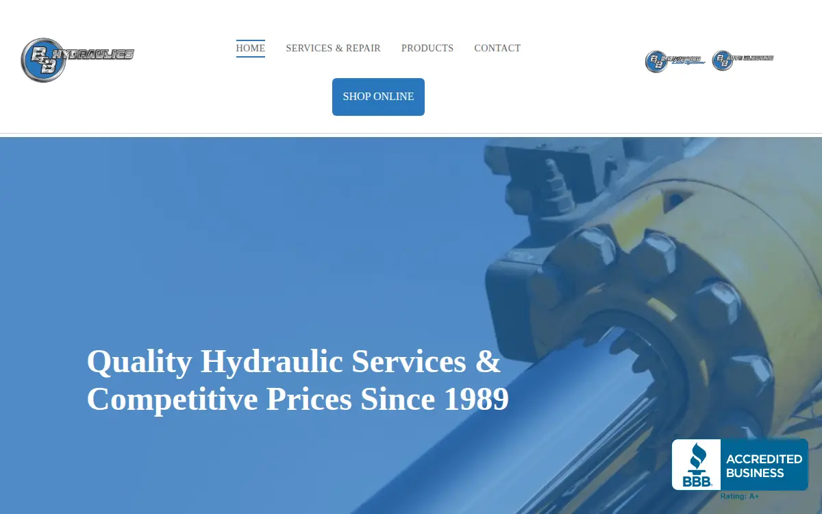 Homepage of B & B Hydraulics INC